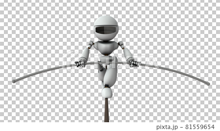ハイリスクな状況下でも冷静なロボット。白バック。3Dレンダリング。 ハイリスクな状況下でも冷静なロボット。白バック。3Dレンダリング。 81559654