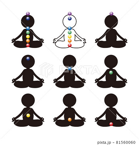 7つのチャクラアイコンセットのイラスト素材