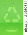 Sign Reduce, Reuse, Recycle on green background with glass balls and round podium. 3d render eco illustration. 81560634