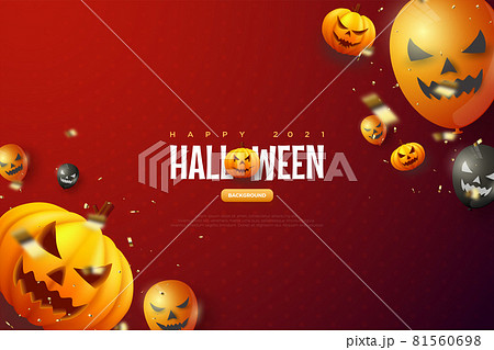 Halloween Pumpkin Red Background Illustration 81560698