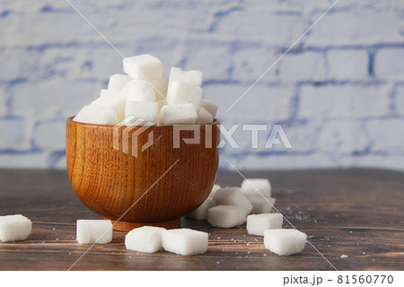 white sugar cube in a container on table  81560770