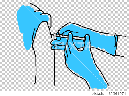 手戴醫用手套並進行注射 81561074