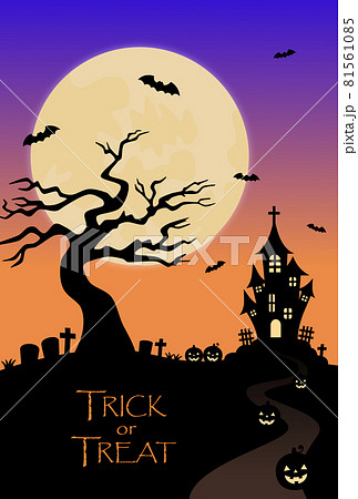 満月のハロウィン 夜空のグラデーション 背景素材 満月のハロウィン 夜空のグラデーション 背景素材 81561085