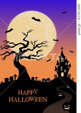 満月のハロウィン 夜空のグラデーション 背景素材 満月のハロウィン 夜空のグラデーション 背景素材 81561090