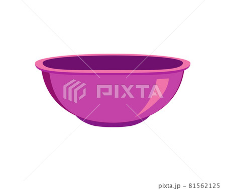 Purple empty plastic or ceramic bowl. Clean dishware for cereal, soup or salad isolated on white background. Vector cartoon illustration Purple empty plastic or ceramic bowl. Clean dishware for cereal, soup or salad isolated on white background. Vector cartoon illustration 81562125