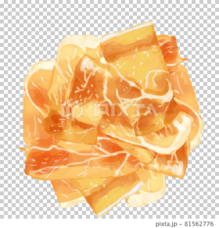 Hand-painted watercolor prosciutto ham illustration square frame / circle filling 81562776