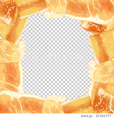 Hand-painted watercolor prosciutto ham illustration square frame / box 81562777