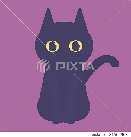 シンプルでかわいいハロウィンの黒猫のイラストのイラスト素材
