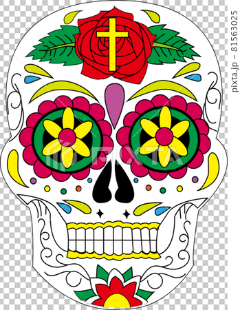 鮮やかなメキシカンスカルのイラスト素材