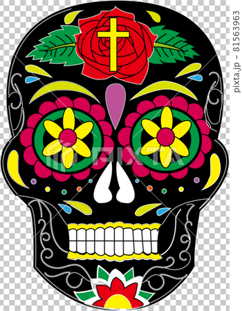 鮮やかなメキシカンスカルのイラスト素材