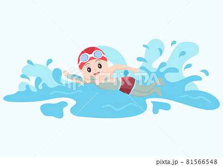 Cute Little Kids Swimming Background Vector Illustration in flat cartoon style. people dressed in swimwear, swim in summer and performing water activities Cute Little Kids Swimming Background Vector Illustration in flat cartoon style. people dressed in swimwear, swim in summer and performing water activities 81566548