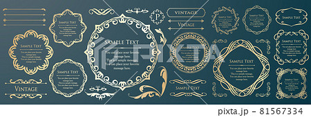 エレガントなフレームデザイン アンティークな装飾デザイン 高級感のあるデザインマテリアルのイラスト素材