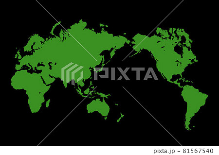 緑 黒背景 世界地図のイラスト素材