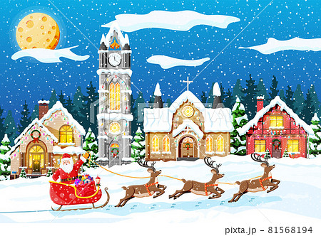 Village Covered Snow. 81568194