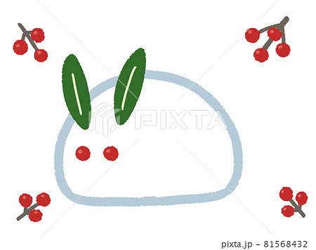 シンプルな雪ウサギと南天 81568432