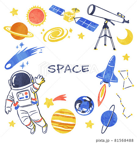 Handwriting Illustration Of Space And Planetsのイラスト素材