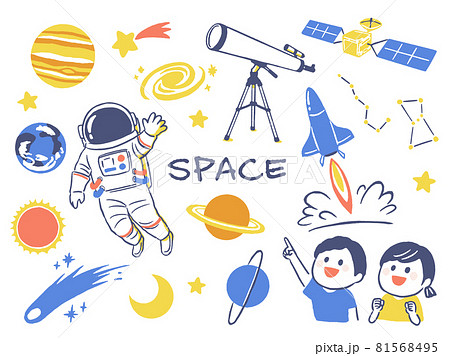 Handwriting Illustration Of Space And Planetsのイラスト素材