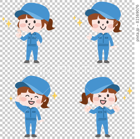 具有各種面部表情的雙頭 body_workers 81569076