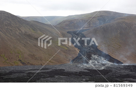 Texture of volcanic lava. Volcano eruption in Iceland Texture of volcanic lava. Volcano eruption in Iceland 81569349