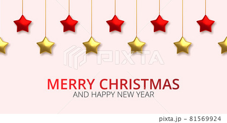 3D Realistic background Gold and red stars in realistic style on white background. Vector illustration. 3D Realistic background Gold and red stars in realistic style on white background. Vector illustration. 81569924