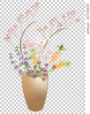 秋の花のつぼいけイラストのイラスト素材