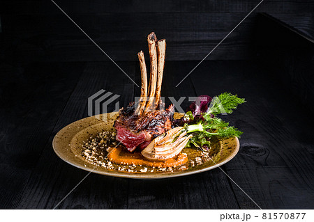Gourmet Main Entree Course Grilled rack of lamb 81570877