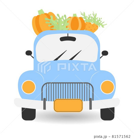 Blue retro pickup truck with vegetables. Blue retro pickup truck with vegetables. 81571562