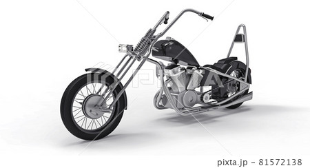 Black classic custom motorbike isolated on white background. 3d rendring. 81572138