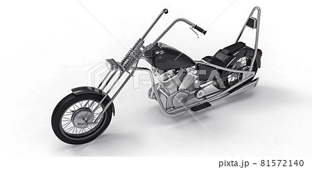 Black classic custom motorbike isolated on white background. 3d rendring. 81572140