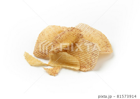 Crispy Taro Chips - fried or baked sliced taro isolated on white background 81573914