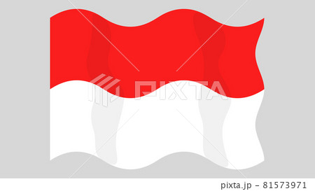 Detailed flat vector illustration of a flying flag of Indonesia on a light background. Correct aspect ratio.