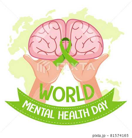World Mental Health Day banner or logo isolated on white background 81574165