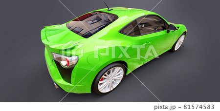 Green small sports car coupe. 3d rendering. 81574583