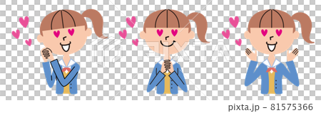 目がハートマークの女子中高生のイラスト 81575366