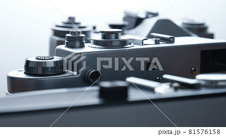 Old vintage 35 mm metal film camera, close-up Old vintage 35 mm metal film camera, close-up 81576158