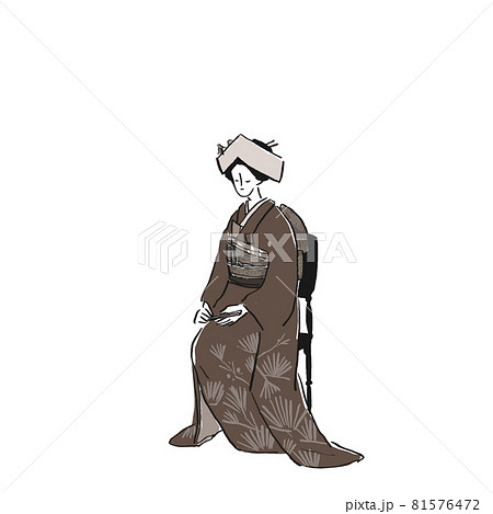花嫁衣装を着た女性 花嫁 日本髪 着物 和装 結婚 ウエディング 背景白のイラスト素材