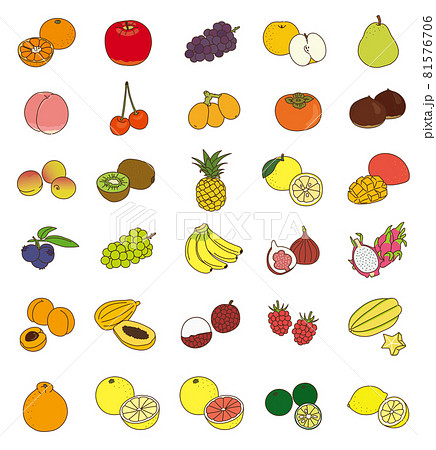農産物 果物 フルーツ セット イラスト ベクター 農産物 果物 フルーツ セット イラスト ベクター 81576706