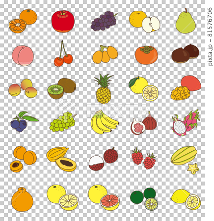 農産物 果物 フルーツ セット イラスト ベクター 農産物 果物 フルーツ セット イラスト ベクター 81576706