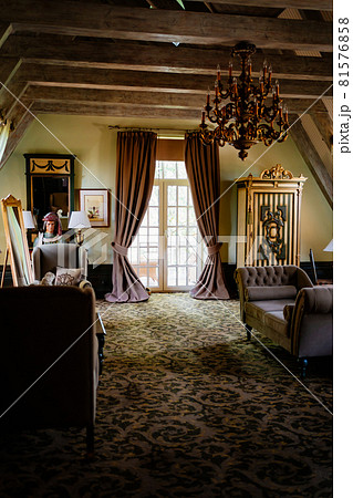 interior decor in retro style.vintage furniture.architect and interior designer. 81576858