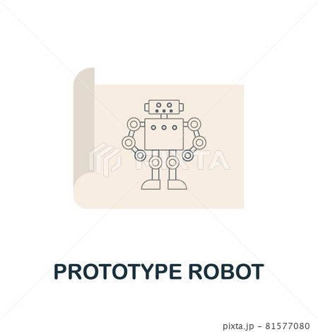 Prototype Robot flat icon. Colored sign from robotics engineering collection. Creative Prototype Robot icon illustration for web design, infographics and more 81577080