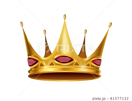 Realistic golden crown. Crowning headdress for king or queen. Royal noble aristocrat monarchy symbol. Monarch heraldic decoration 81577132