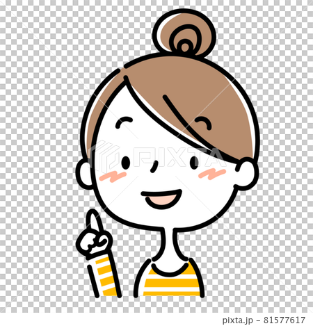 指をさすお団子の女性 81577617
