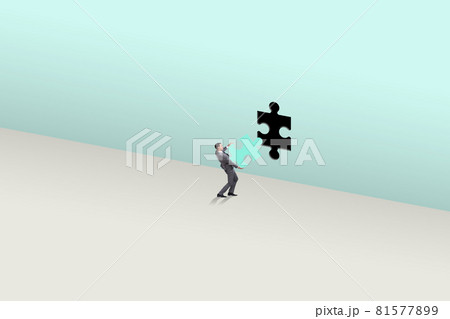Businessman putting missing jigsaw puzzle piece Businessman putting missing jigsaw puzzle piece 81577899