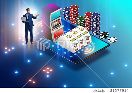 Businessman in online casino concept Businessman in online casino concept 81577914