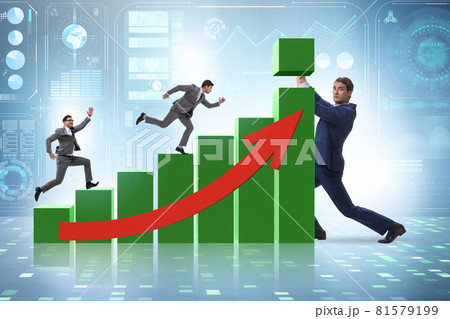 Businessman supporting economic growth on chart Businessman supporting economic growth on chart 81579199