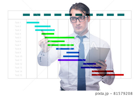 Businessman in project management concept 81579208