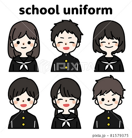 人物イラストセット 学生服のイラスト素材