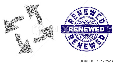 Centrifugal Arrows Recursive Composition of Centrifugal Arrows Icons and Distress Renewed Round Guilloche Seal 81579523