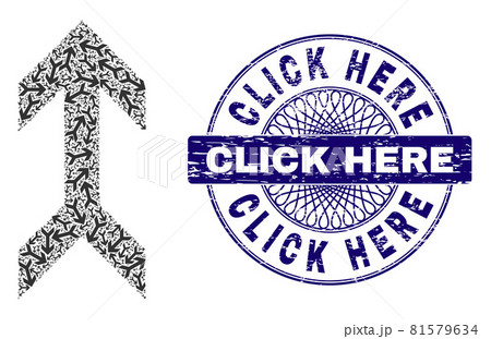 Arrow Up Fractal Composition of Arrow Up Icons and Grunge Click Here Round Guilloche Seal Arrow Up Fractal Composition of Arrow Up Icons and Grunge Click Here Round Guilloche Seal 81579634