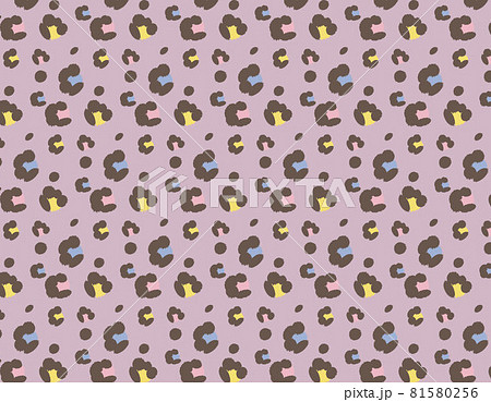 背景ピンク色のかわいいカラフルヒョウ柄イラストのイラスト素材